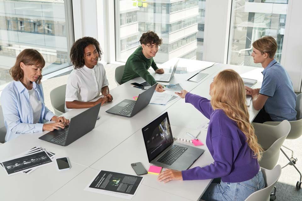 Students working together at a table