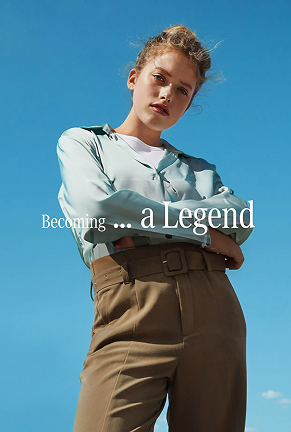 Woman standing with overlay text: "Becoming...a Legend"